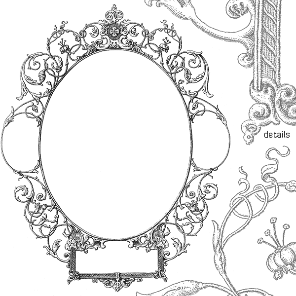 Free Vector Art Border with Scrolls & Florals; Ornate, Detailed ...