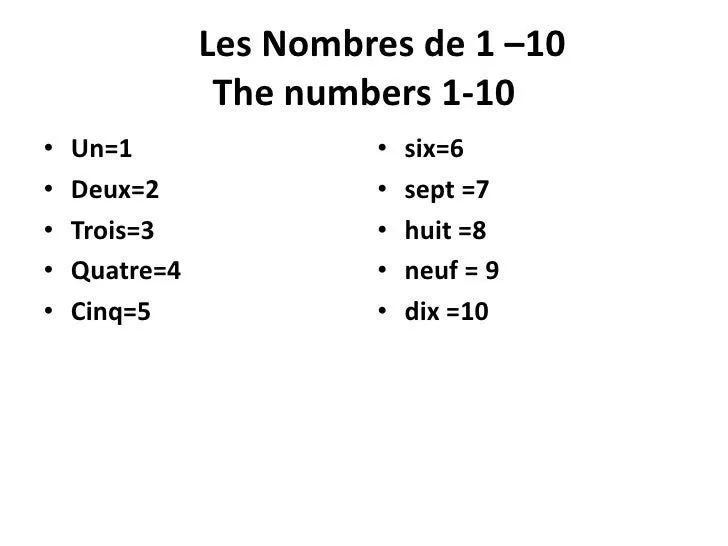 French Les Nombres 1-100 All