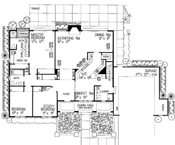 Frente de casa con palmera » Planos de Casas Gratis