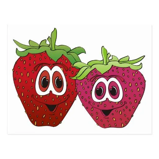 Fresas del dibujo animado tarjetas postales de Zazzle.