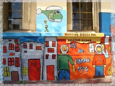 Mural en la Escuela 9 de Julio (Rosario) Por la Verdad y la Memoria.