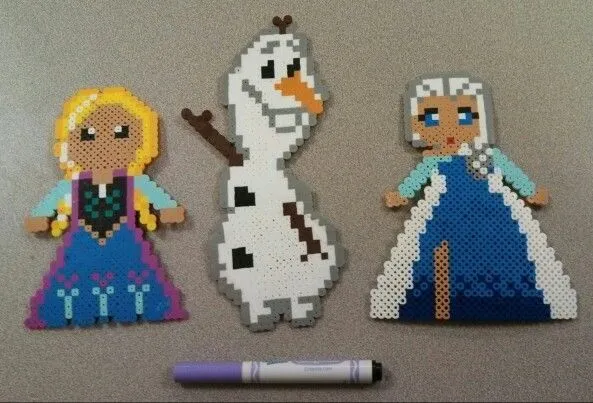 Frozen characters perler beads by Katie Bradley | pyssla | Pinterest