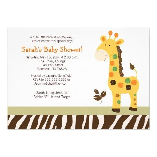 Fun in the Jungle Giraffe Baby Shower Invitation from Zazzle.