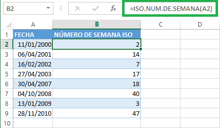 Función ISO.NUM.DE.SEMANA en Excel - Excel Total