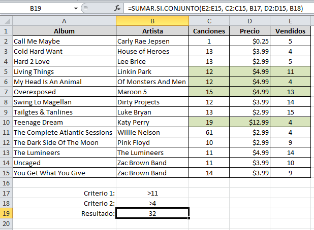 La función SUMAR.SI.CONJUNTO en Excel