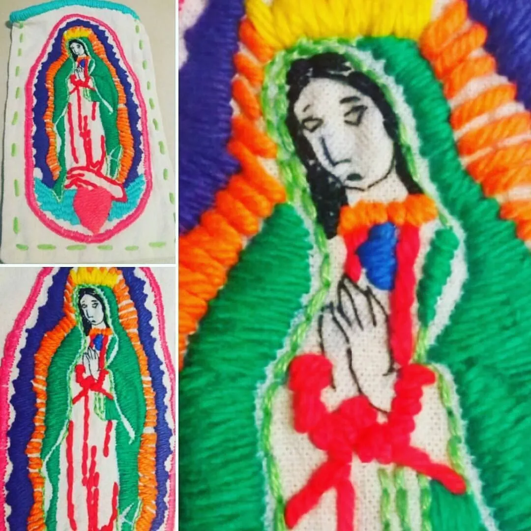 Funda para celular- Virgen de Guadalupe -Bordada a mano ...