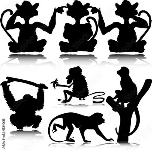 funny monkey vector silhouettes © draganm #15240623 - Ver portfolio