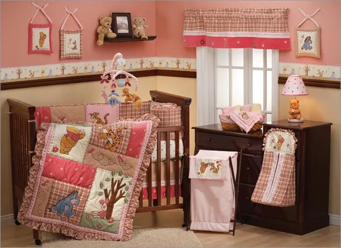 Furniture: Feminine Pink Decoration Of Winnie The Pooh Baby ...