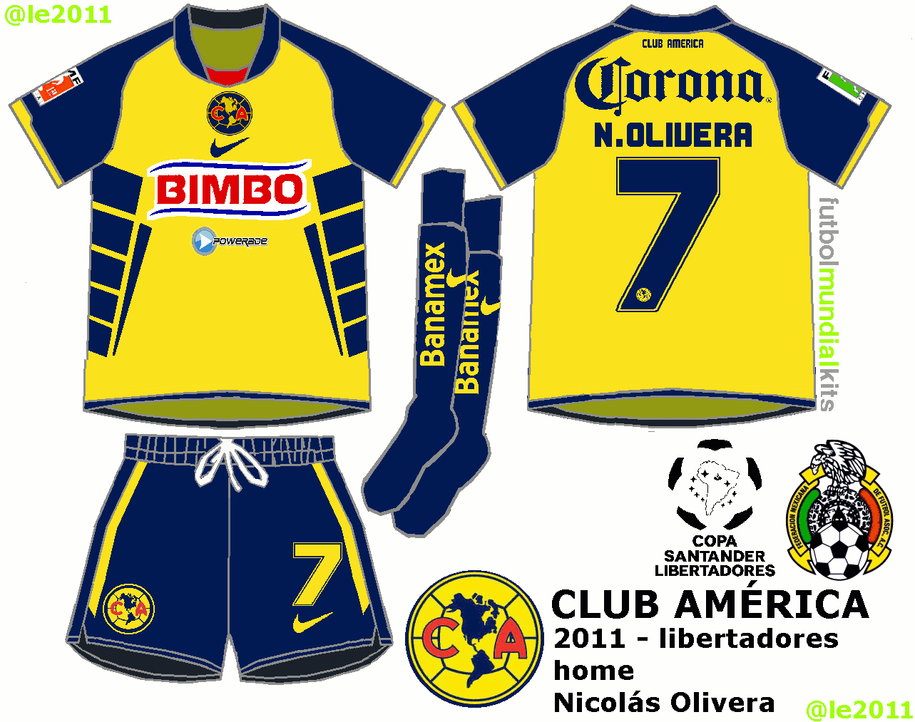 Fútbol Mundial Kits - Uruguay: Club América de México - 2011 ...