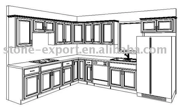 Gabinetes de cocina con el tamaño estándar ( cad de dibujo del ...