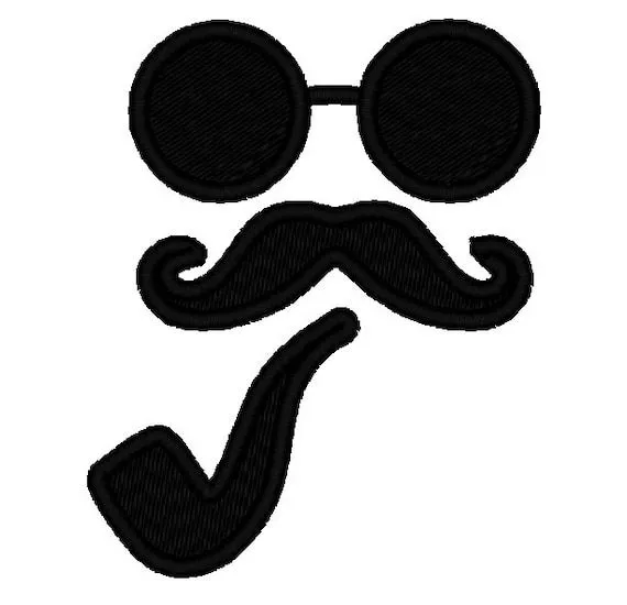 Gafas y bigote bigote pipa silueta APPLIQUE. por DChaseDesigns