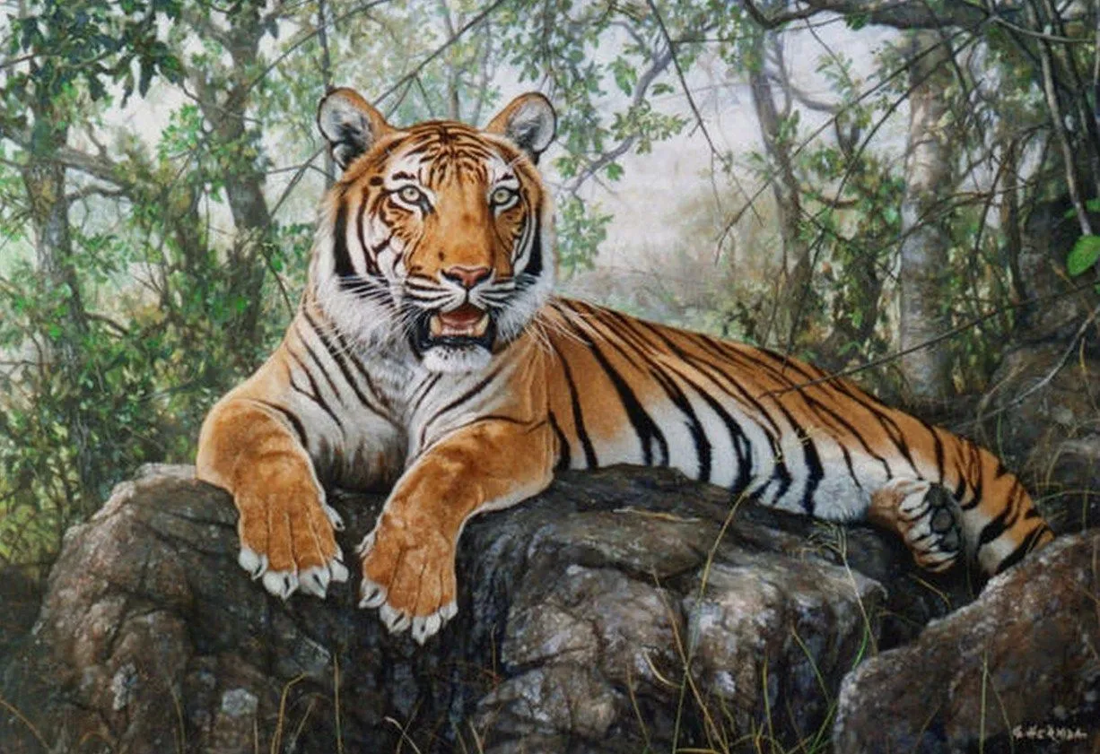 Galería de tigres pintados con óleo sobre lienzo | Pinturas al Óleo