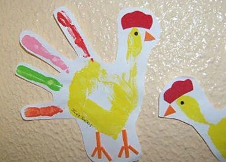 gallina con pintura de dedos | Tardes con niños | Pinterest