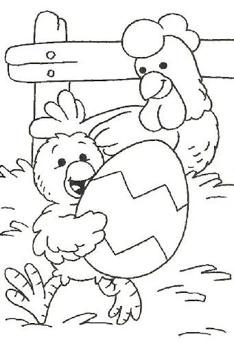 GALLINAS Y POLLITOS PARA COLOREAR
