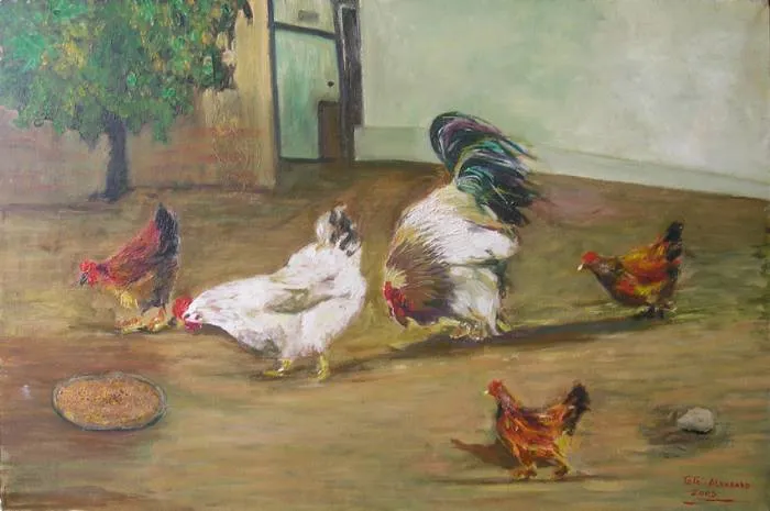 Gallo y gallinas Teresa Alvarado - Artelista.