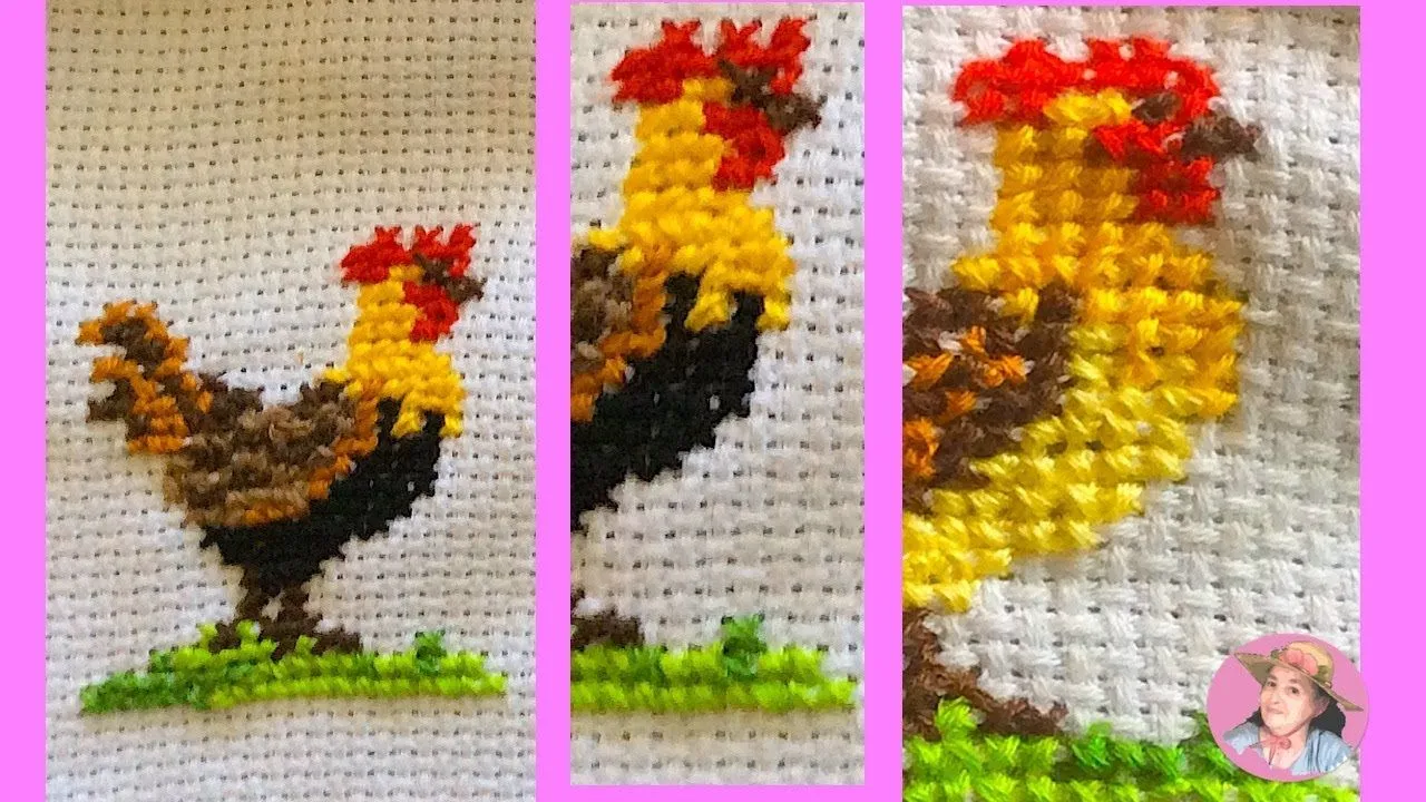 Gallo en punto de cruz chicos paso a paso #369 - YouTube