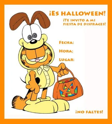 Invitaciones de Garfield para Halloween | Fiesta101