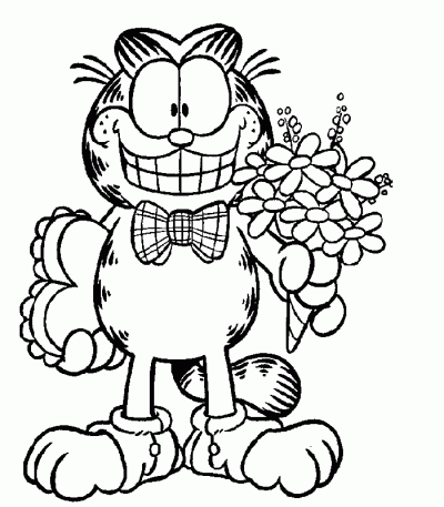Dibujo de Garfield enamorado. Dibujo para colorear de Garfield ...