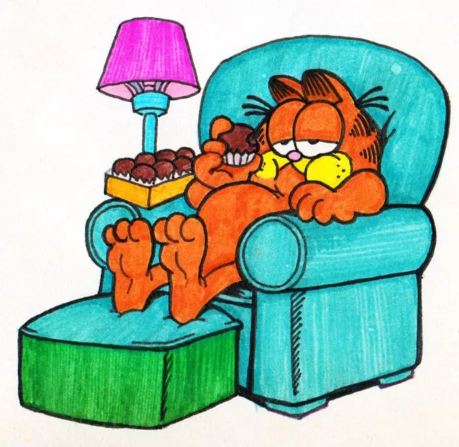 Garfield tranquilo comiendo by Real-Warner on deviantART