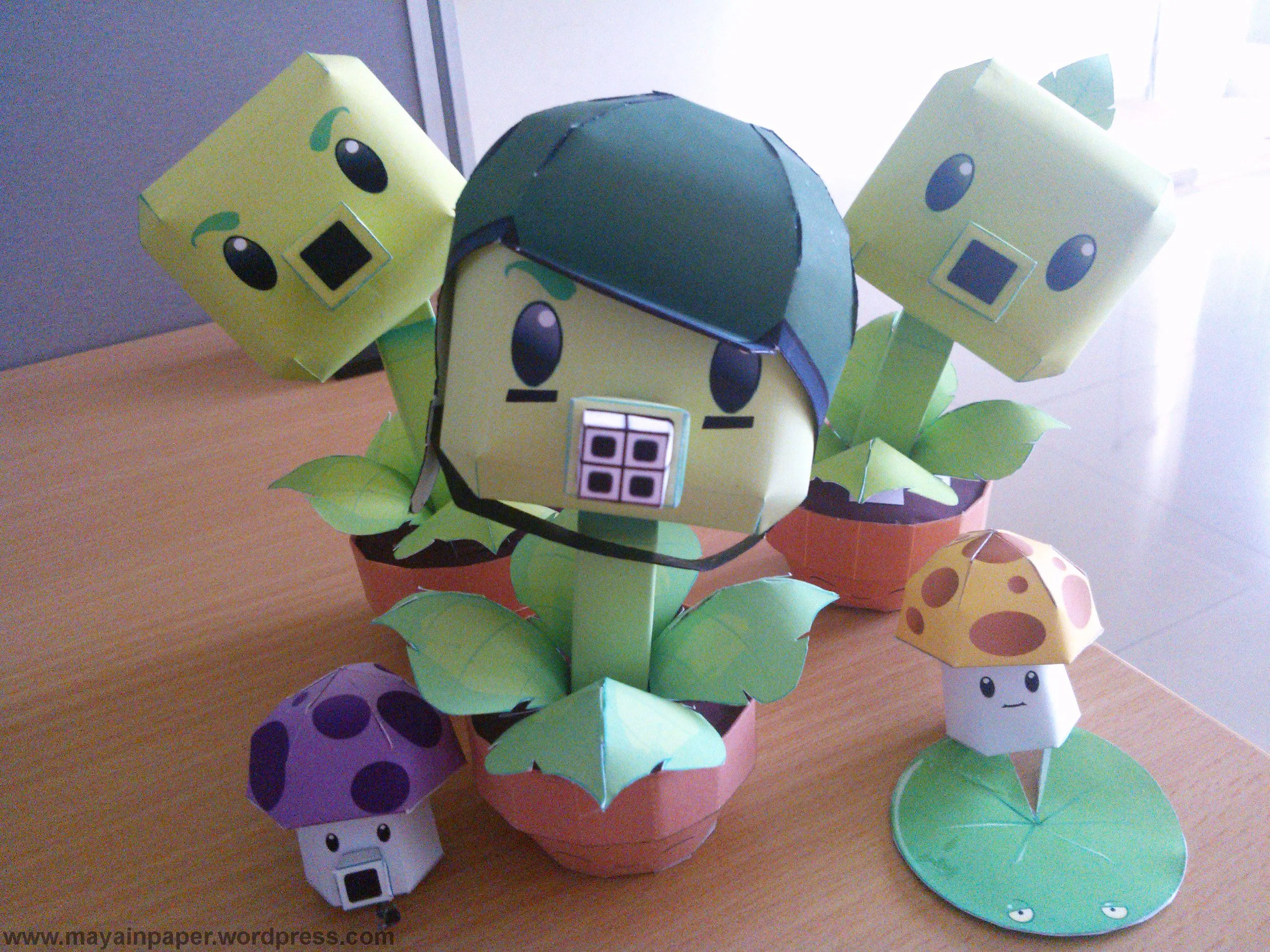 Gatling Pea Papertoy | Plants Vs. Zombies Papercraft | Mayainpaper