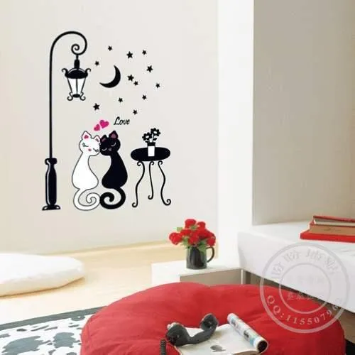Gato de dibujos animados caliente pegatinas de vinilo de pared ...
