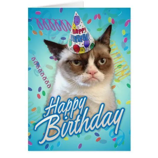 Gato gruñón del feliz cumpleaños tarjetón de Zazzle.