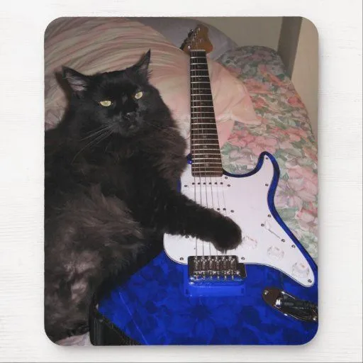 Gato Mousepad de la guitarra Alfombrillas De Raton de Zazzle.