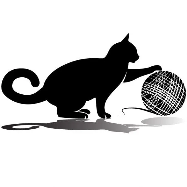 Gato negro que juega con la bola de lana | Descargar Vectores gratis