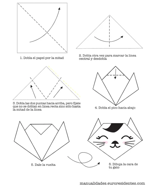 Cómo hacer un gato de origami muy fácil - Manualidades