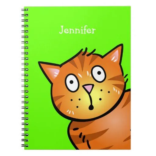 Gato rojo lindo del dibujo animado - cuaderno de Zazzle.