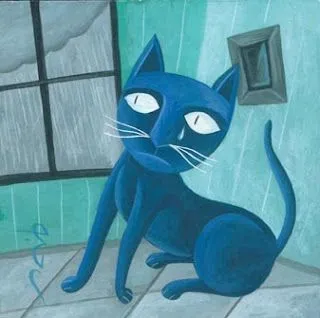 Gato triste y azul