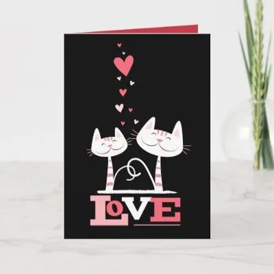 Gatos en la tarjeta del día de San Valentín linda de Zazzle.es 