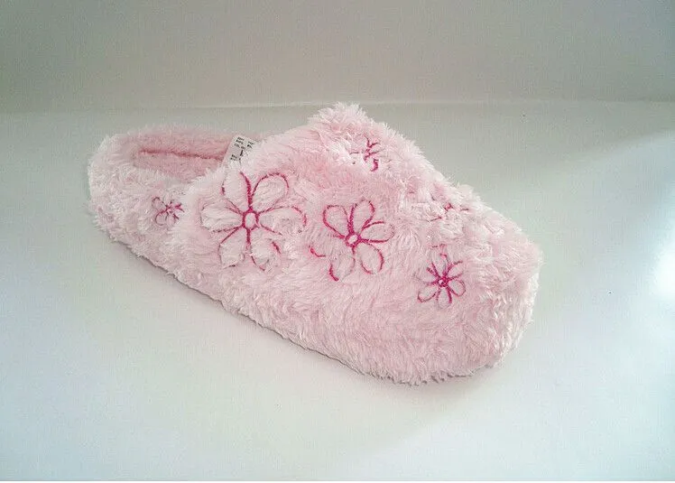 Gce306 felpa con bordado de la flor soft sole zapatilla indoor ...