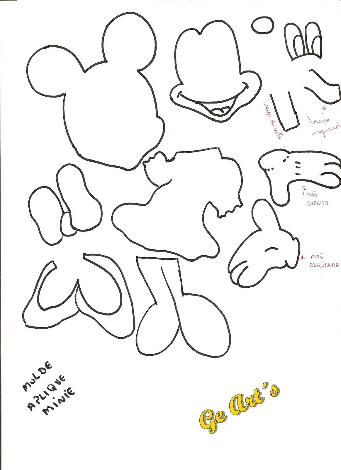 Ge art´s: Presentinhos para vocês! Moldes apliques Mickey e Minie!