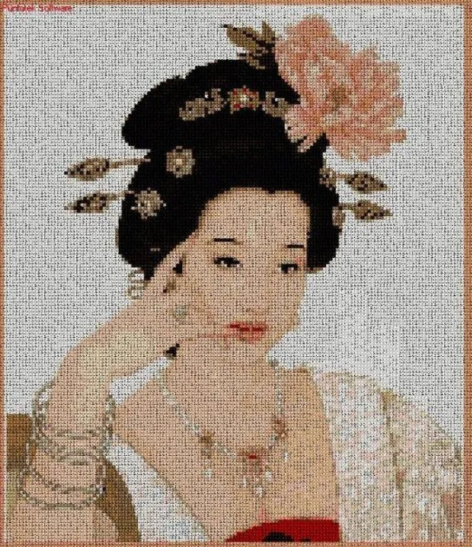 geisha punto cruz (2) | Aprender manualidades es facilisimo.