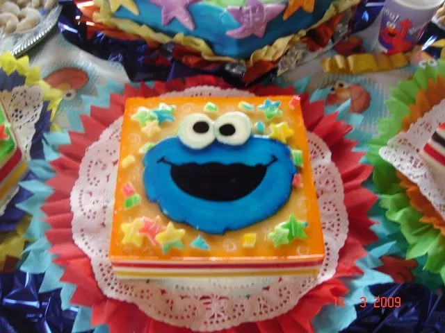 Gelatina de Plaza Sesamo Cookie Monster o Sesame street Cookie ...