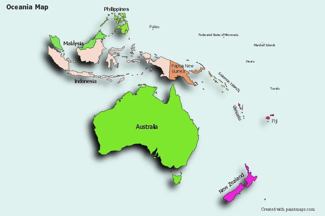 Genera Grafico De Mapa De Oceania .