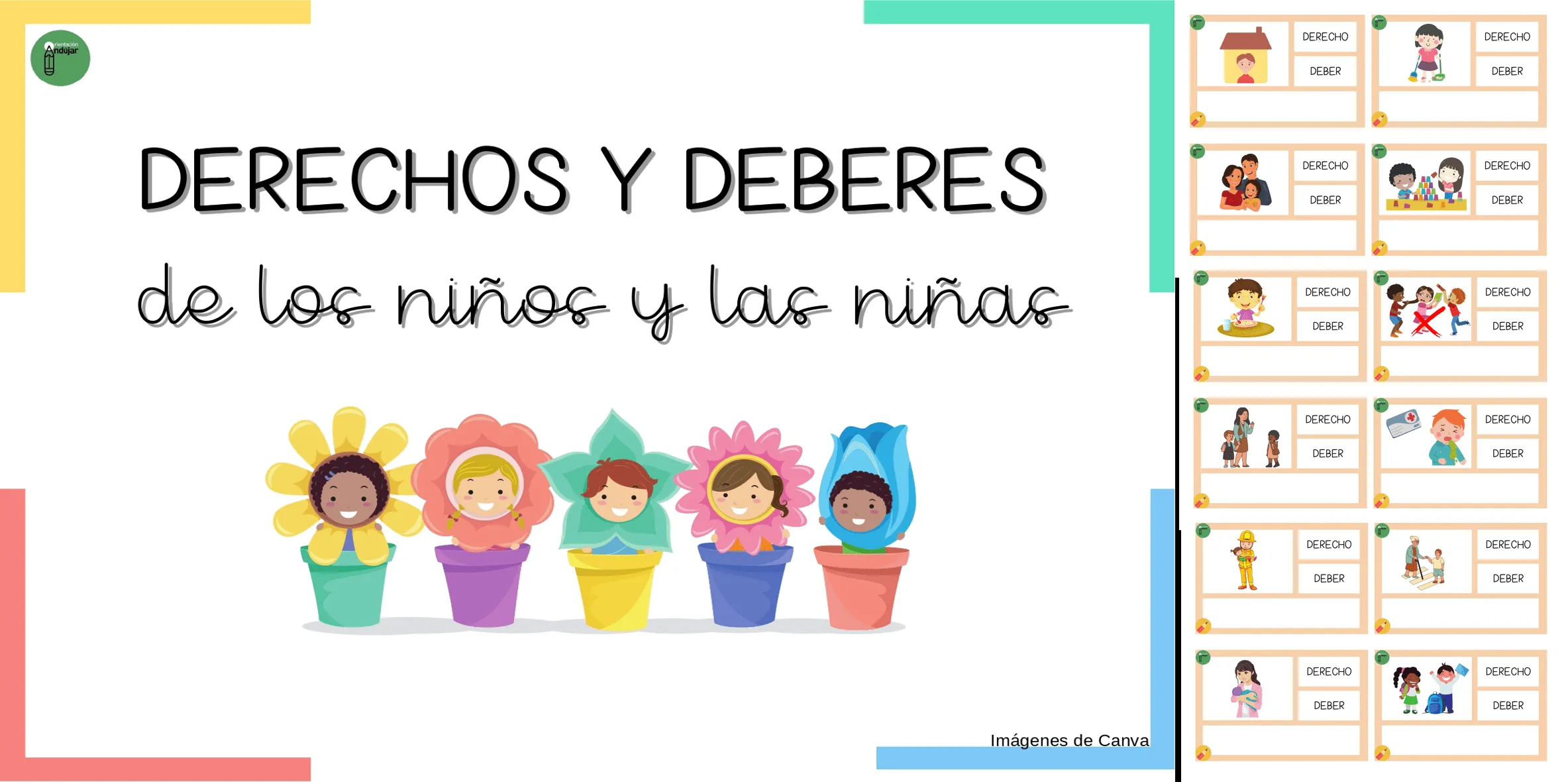 Geniales tarjetas para diferenciar derechos y deberes