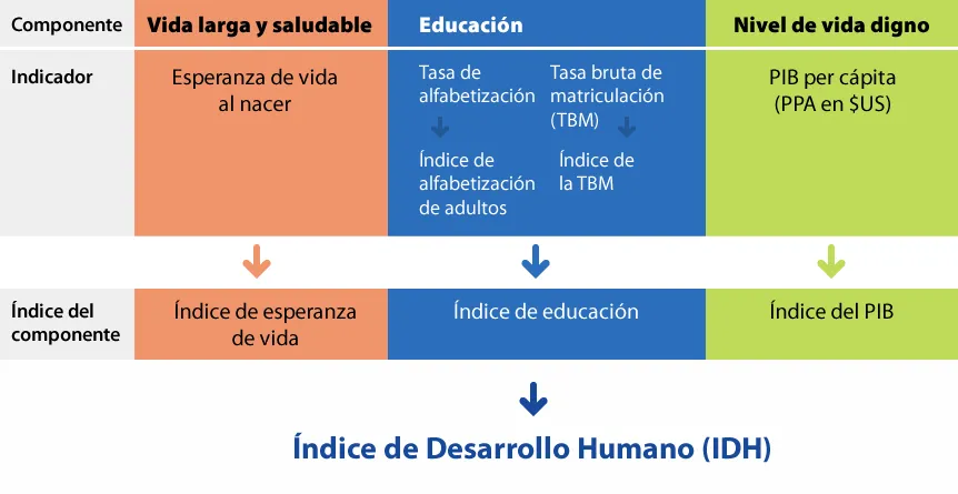 Geografía Argentina: IDH - Componentes y valores