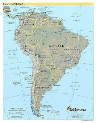 GEOGRAFÍA - MAPA FÍSICO DE AMÉRICA DEL SUR : FICHAS PARA NIÑOS