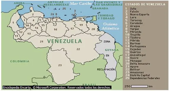 Mapa de venezuela con estados y capitales para colorear - Imagui