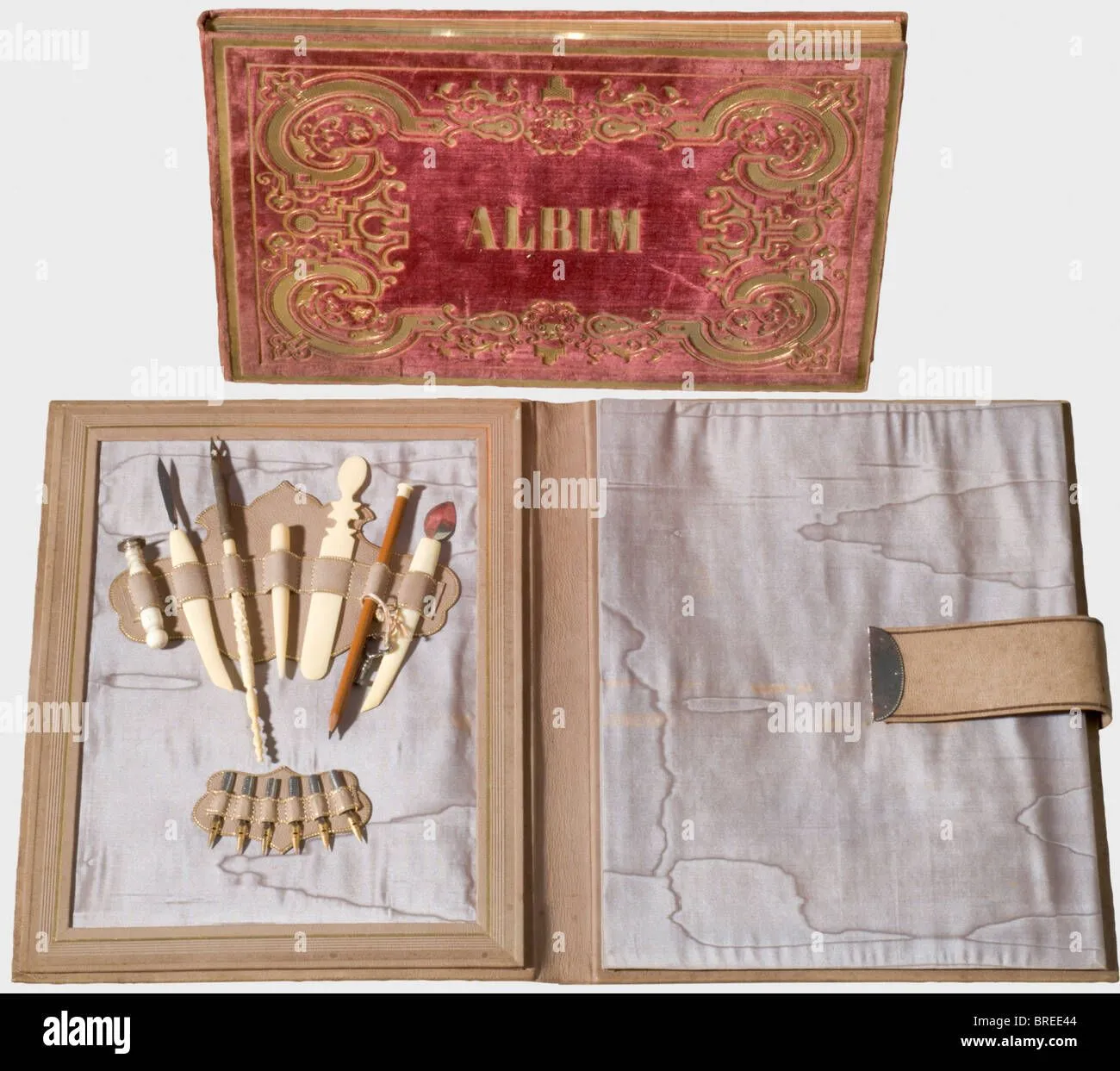 A German Leather Writing Case And Album, 2nd Half Of The 19th ...