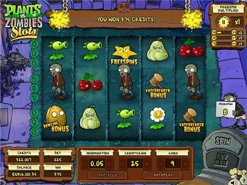 Get 50 free spins on Plants vs Zombies online slot machine