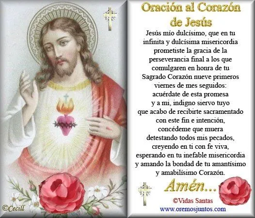 Rincón de la Oración: Estampas Oraciones del Sagrado Corazón de Jesús.