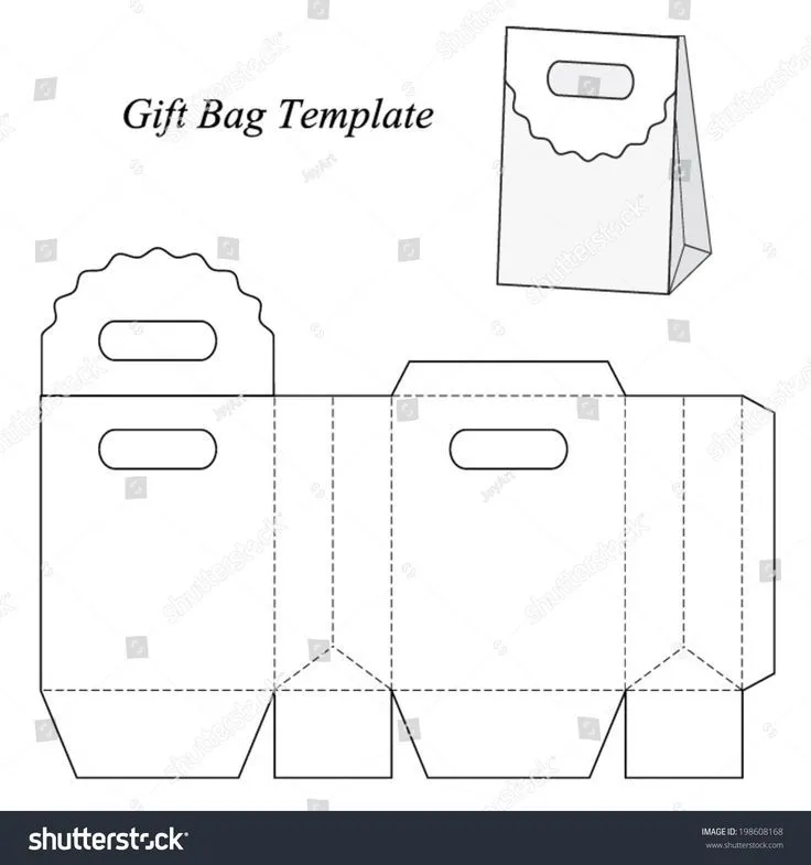Gift Bag Template Vector Illustration: vector de stock (libre de regalías) 198608168 | Shutterstock | Moldes de caja, Hacer cajas de regalo, Cajas para regalar