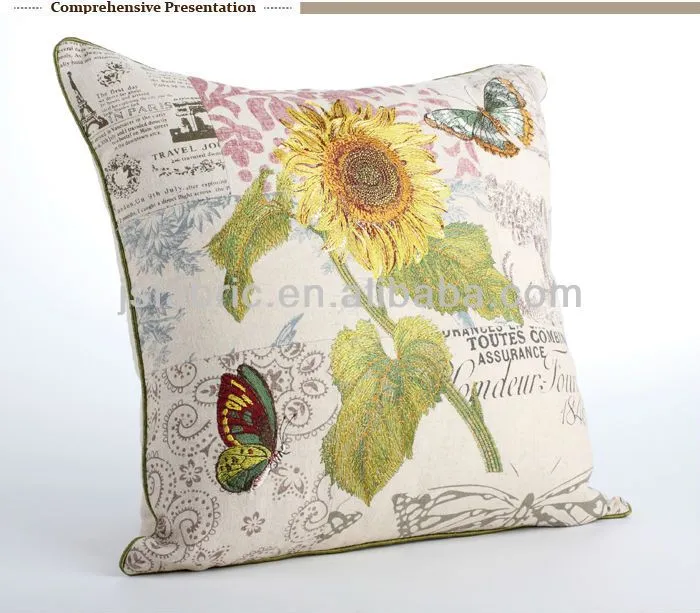 Girasol bordado de retazos de relleno cojín de la silla-Cojín ...