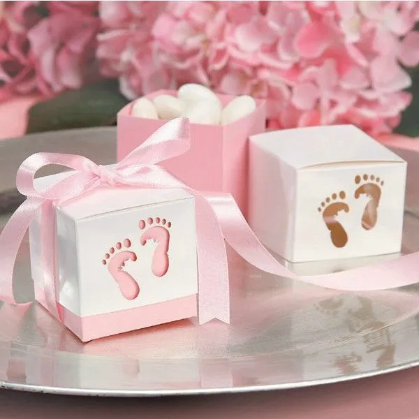 Mejor Laser DHL Cut Pink Baby Girl Baby Shower cajas del favor del ...