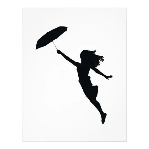 Girl with Black Umbrella Letterhead Template from Zazzle.