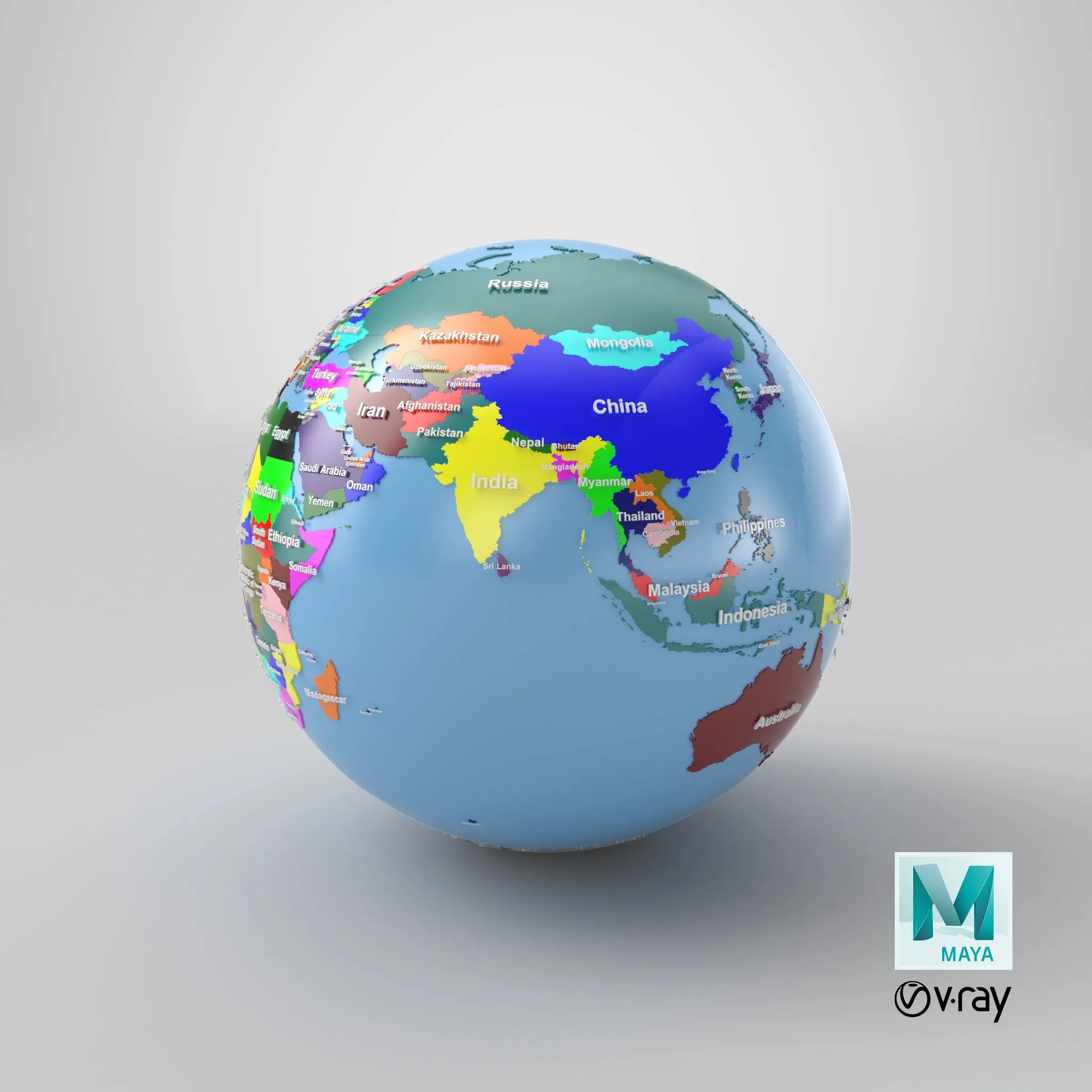 Globo terráqueo con nombre geopolítico Modelo 3D $199 - .3ds .fbx .max .obj  .c4d .ma - Free3D