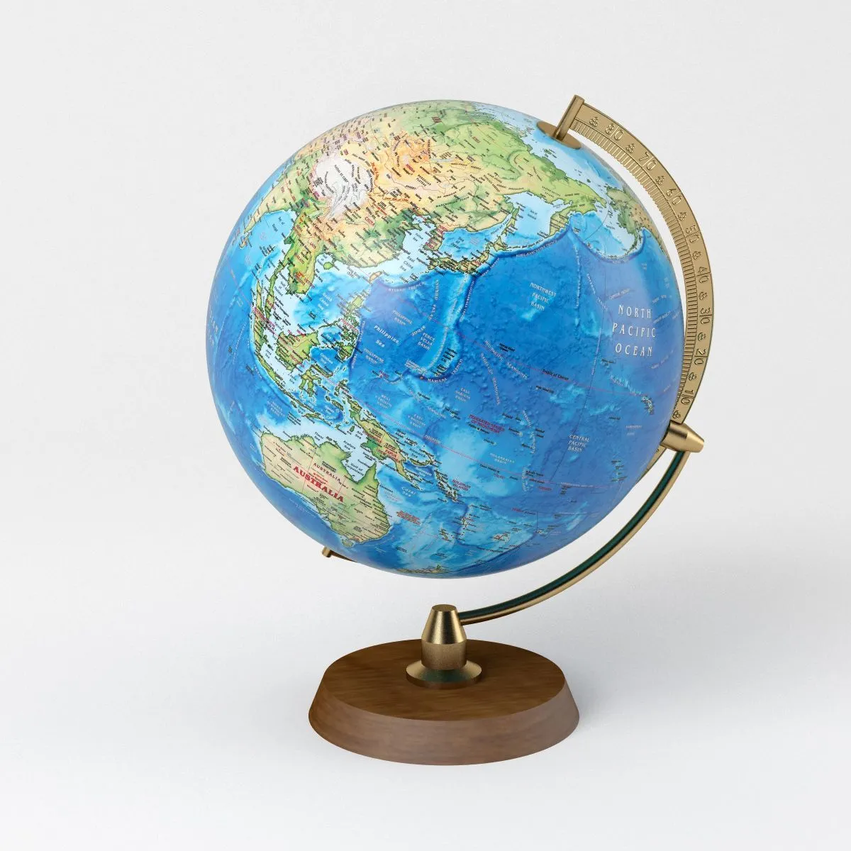 Globo terráqueo con soporte de madera y elementos de latón - Mapa mundial  Modelo 3D $8 - .c4d .3ds .dae .dxf .fbx .obj .wrl - Free3D